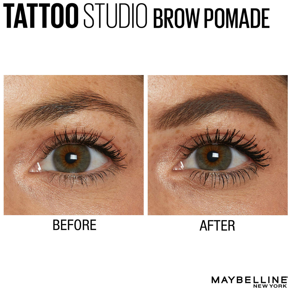 Maybelline TattooStudio Brow Pomade ash brown blend creates natural-looking fullness