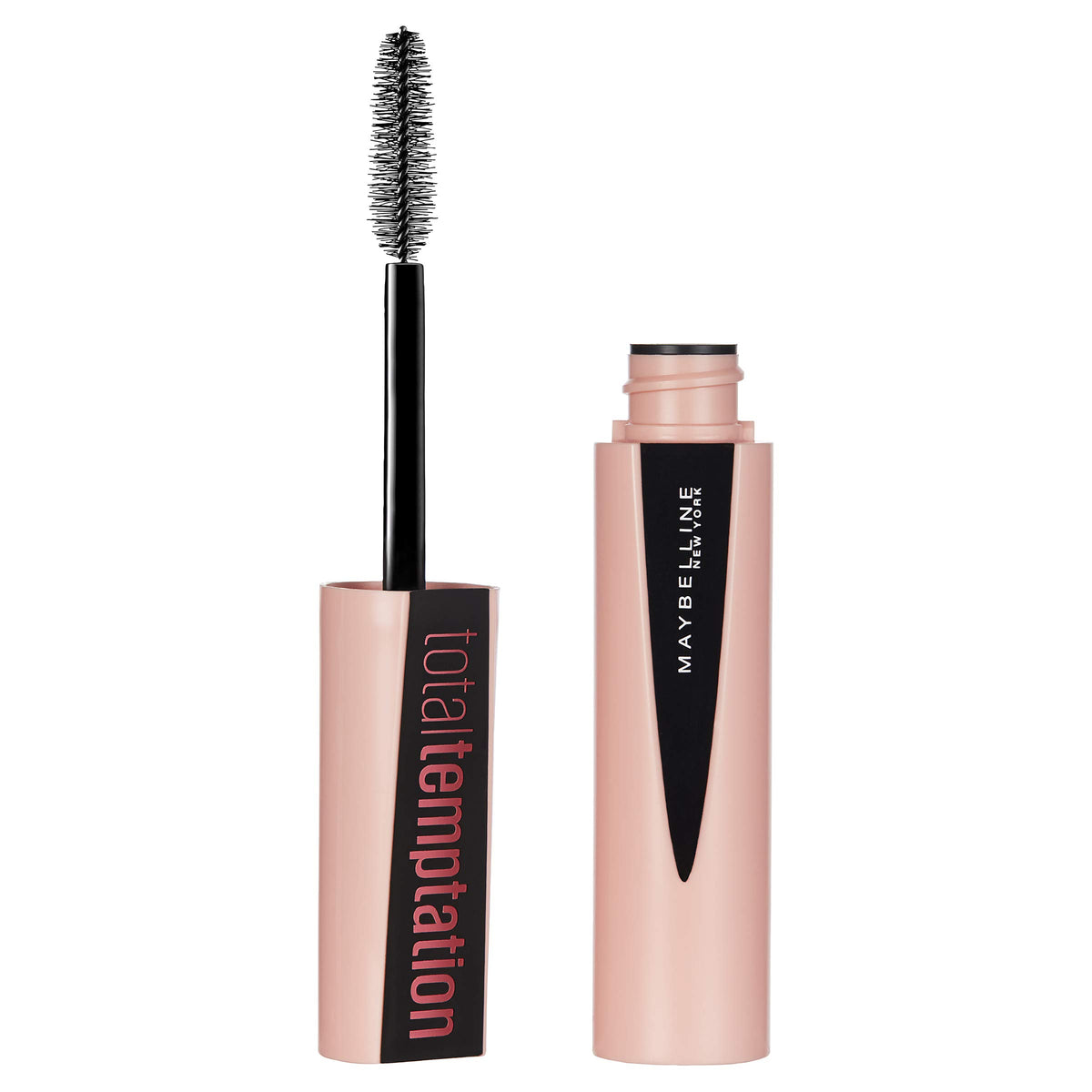 Maybelline Total Temptation mascara bottle cap closeup for premium packaging and bold lashes