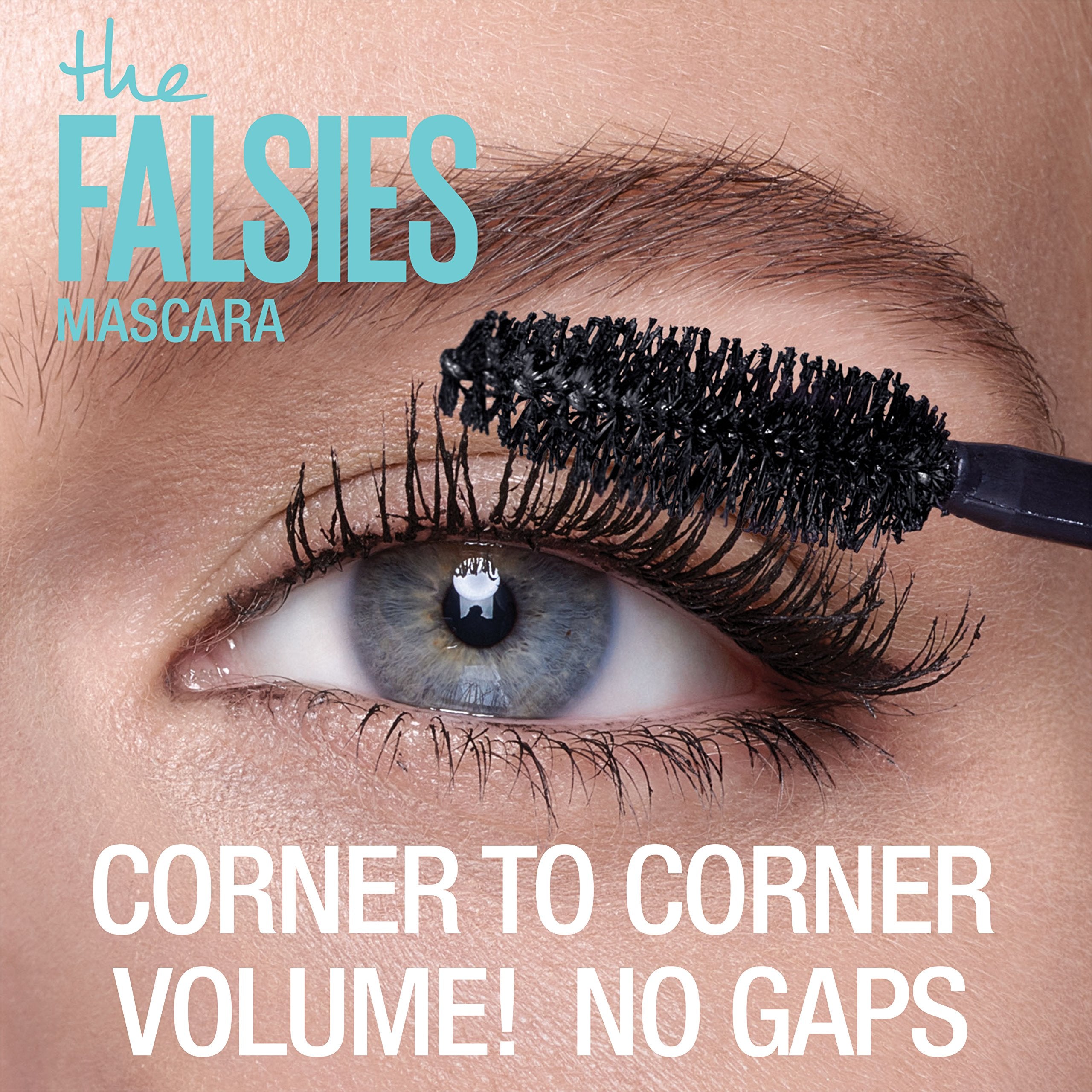 Maybelline Volum' Express Falsies eye look demonstrates lift and separation for day-to-night wear.