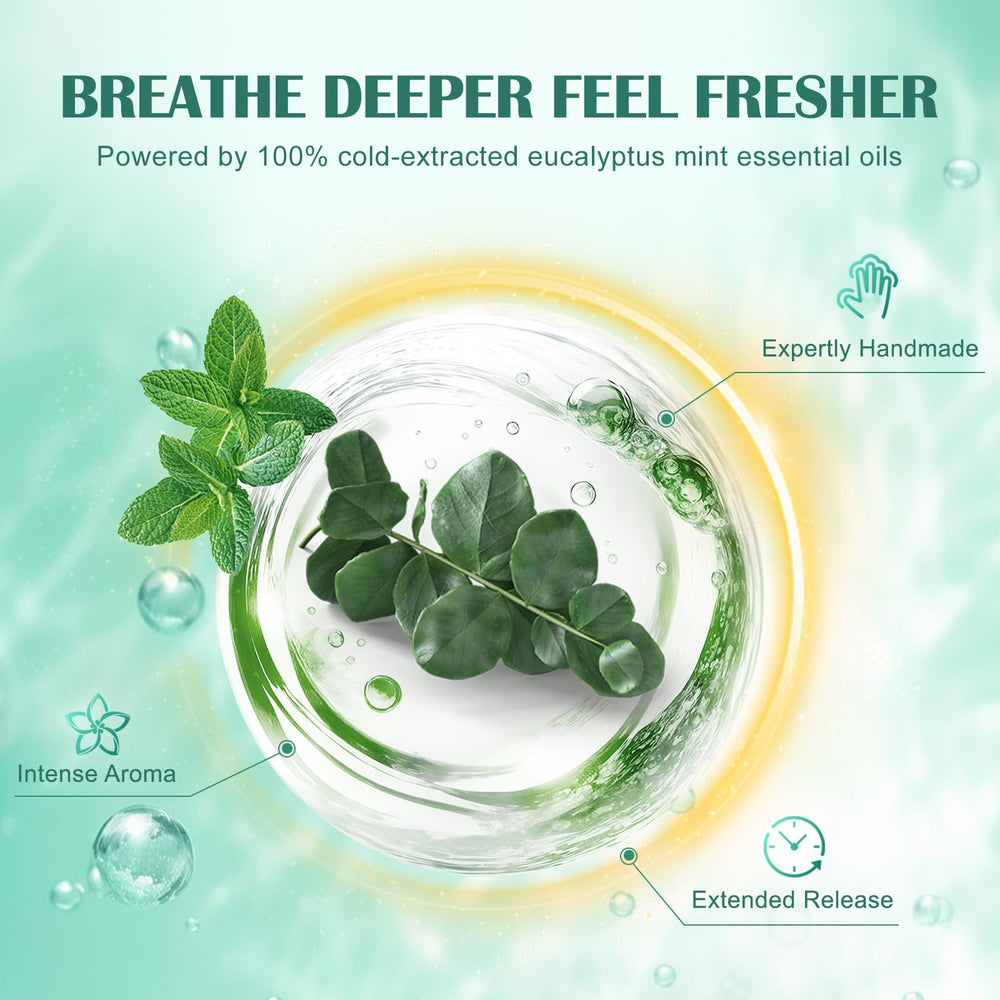 Maybeluck Eucalyptus Mint Shower Steamer dissolving to release refreshing aroma during shower.