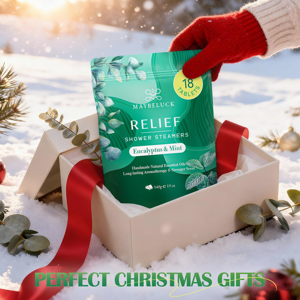 Maybeluck Eucalyptus Mint Steamers packaging shown as gift-ready aromatherapy set.