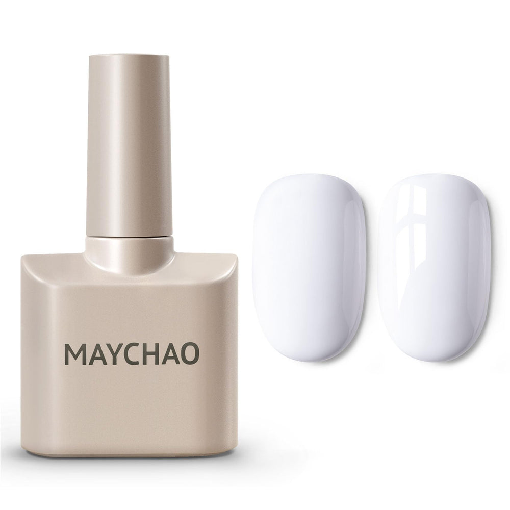 MAYCHAO Antiquewhite gel nail polish in use demonstrates salon-grade results at home.