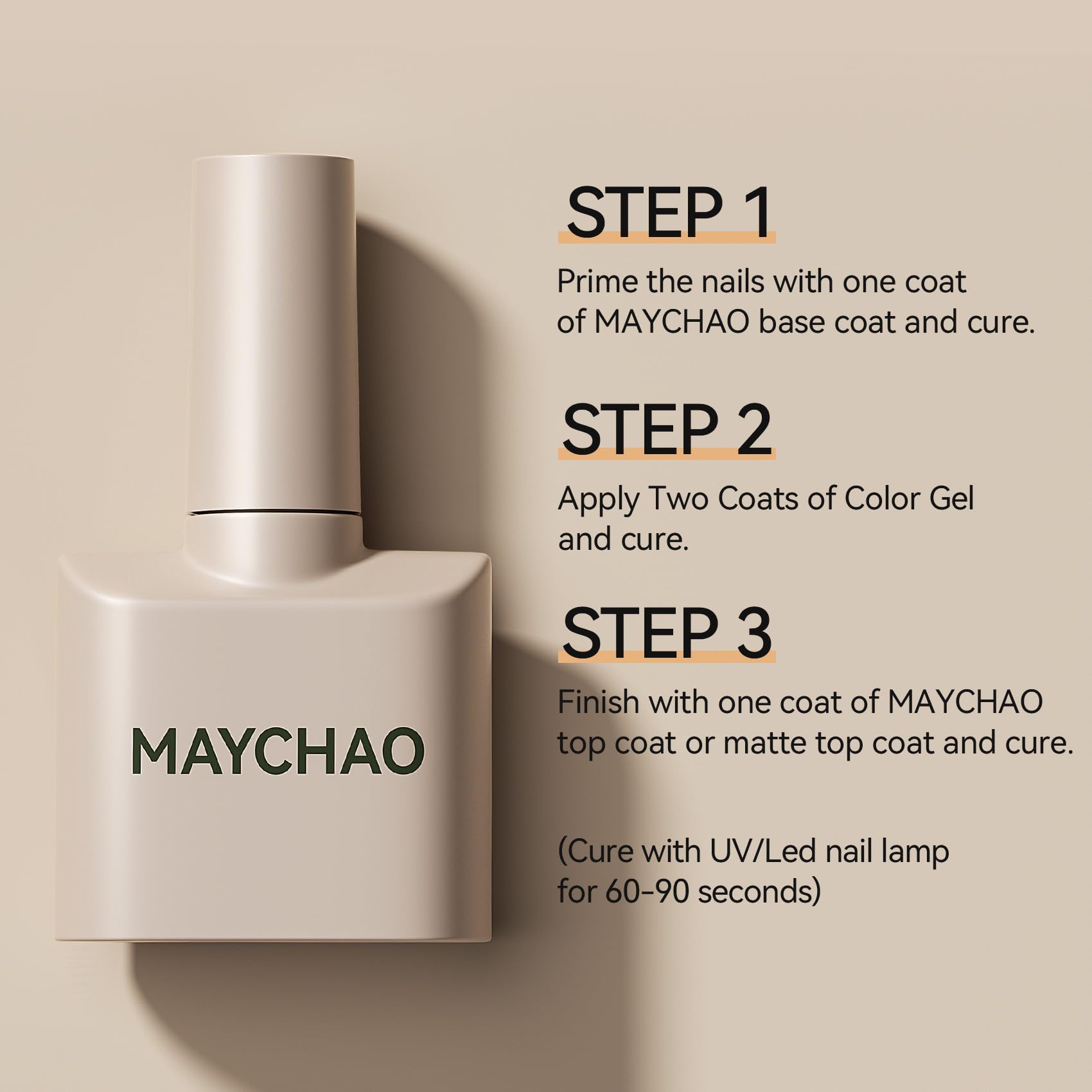 MAYCHAO Antiquewhite nails-before-after shows transformation with gel polish.