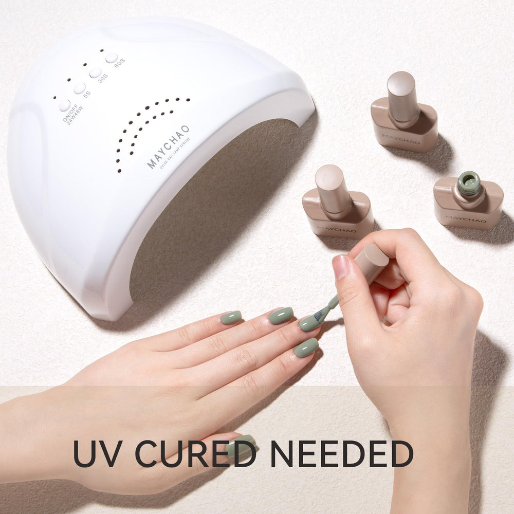 MAYCHAO at-home manicure step guide highlights easy DIY routine.