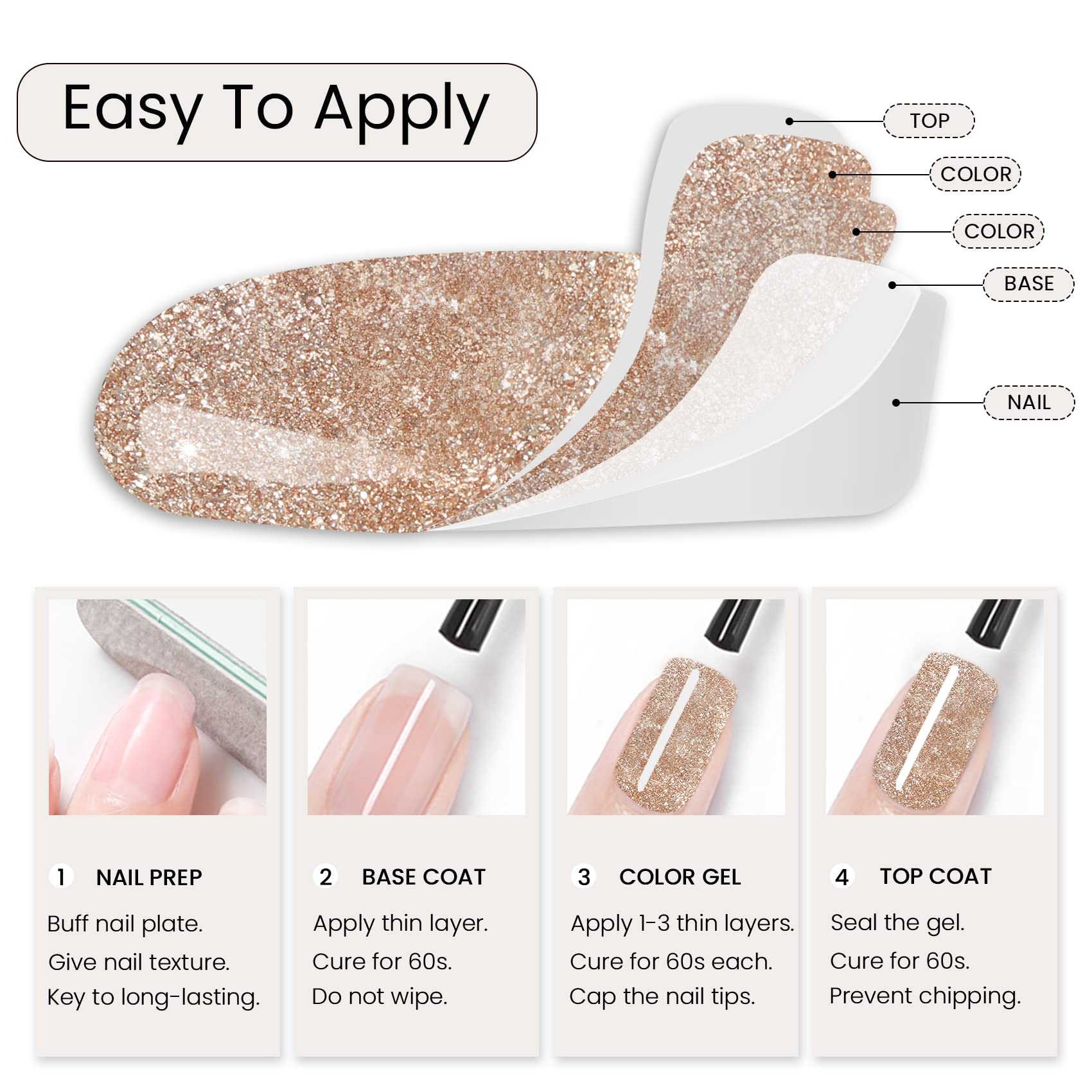 MAYCHAO champagne gold gel polish makes a thoughtful gift for occasions.