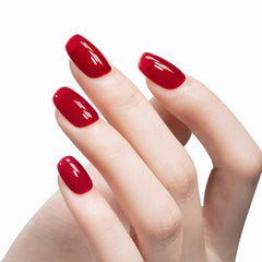 MAYCHAO Jelly Red gel brush stroke demonstrates smooth, even application.