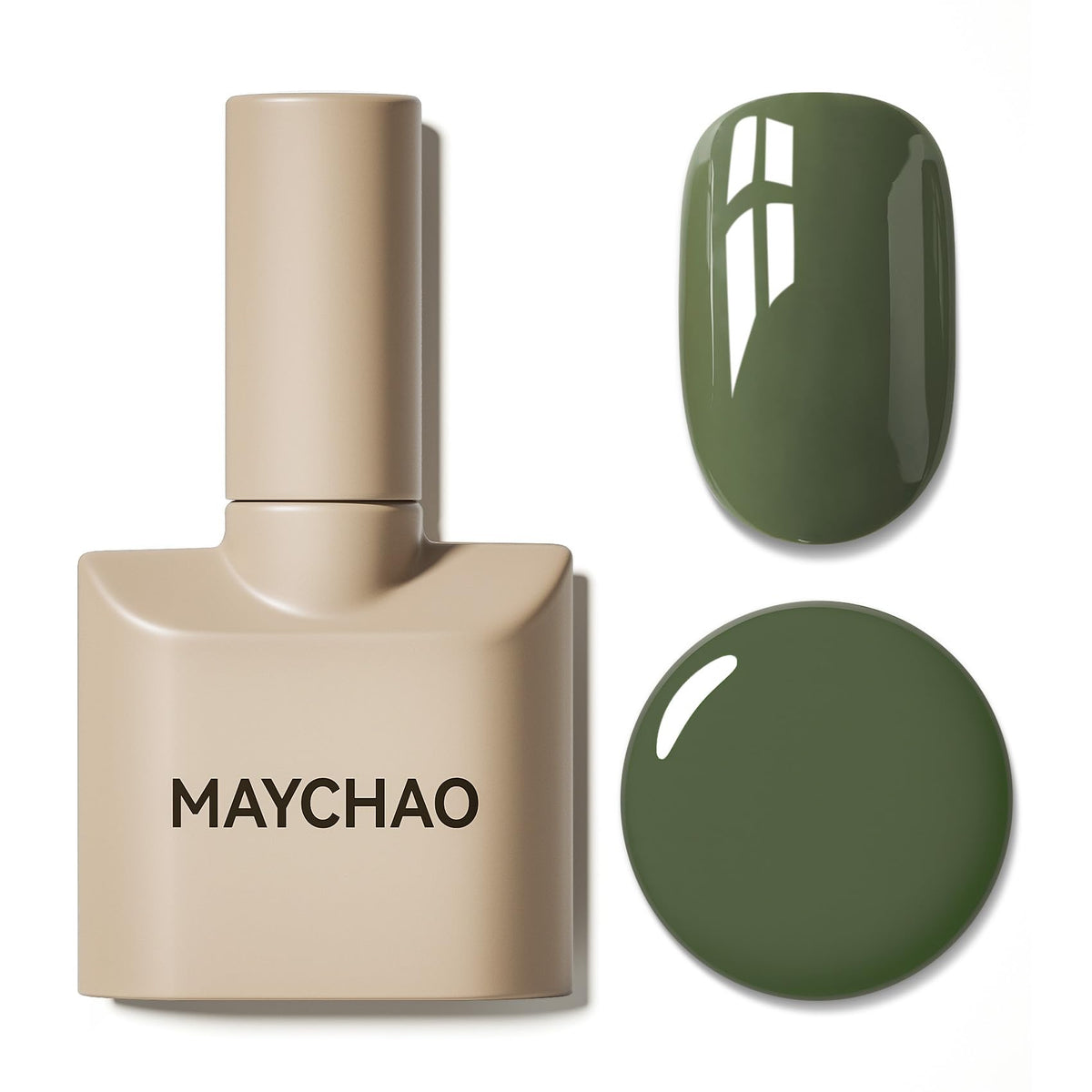 MAYCHAO Matcha Green Gel Nail Polish bottle showcases vibrant color for salon-worthy nails.