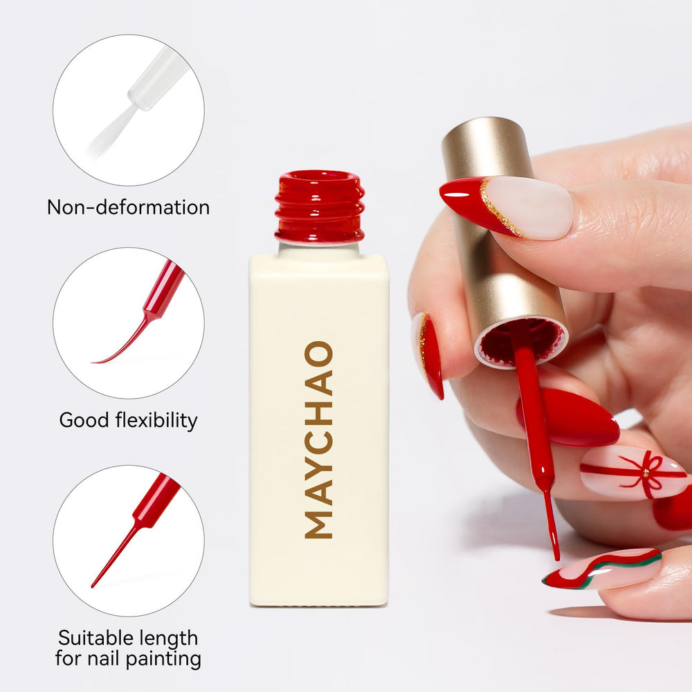 MAYCHAO Red Swirl Gel Liner 8ml bottle compact at home nail projects.