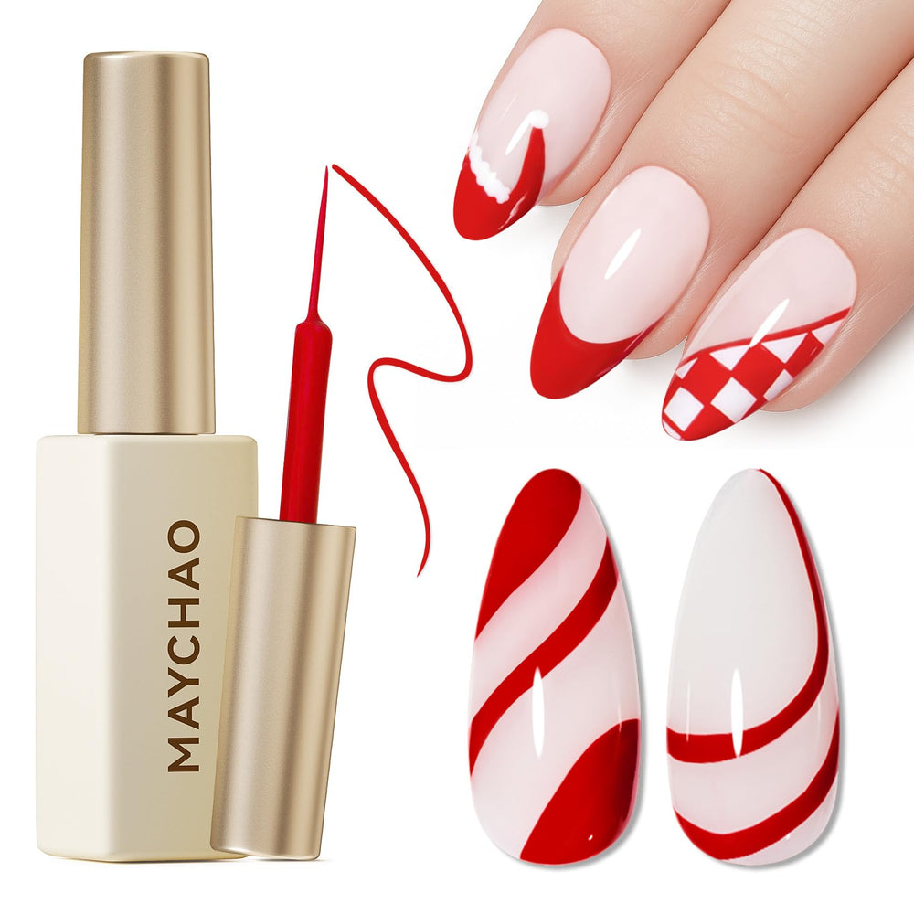 MAYCHAO Red Swirl Gel Liner closeup of built in brush and cap for easy control.