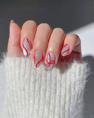 MAYCHAO Red Swirl Gel Liner for French nails enables refined line work on tips.