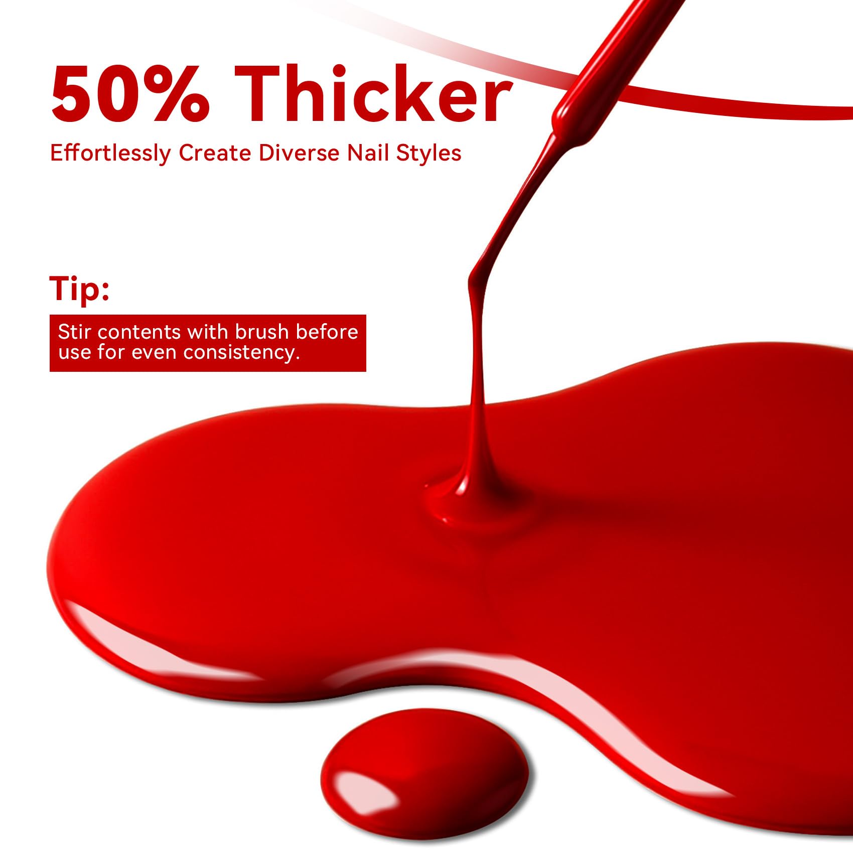 MAYCHAO Red Swirl Gel Liner brush demonstrates quick, clean lines for DIY nail art at home.