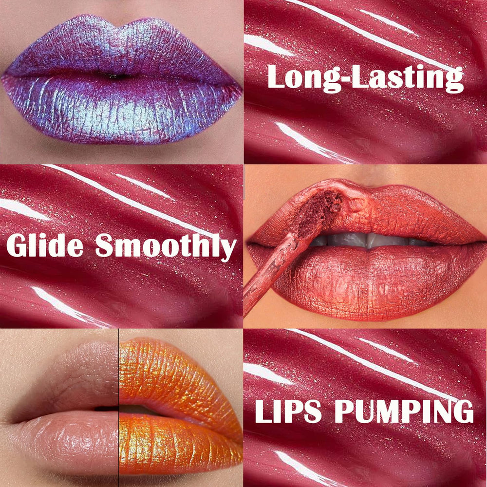 Maydear Chameleon Lipstick on lips reveals long-lasting color with glossy shine