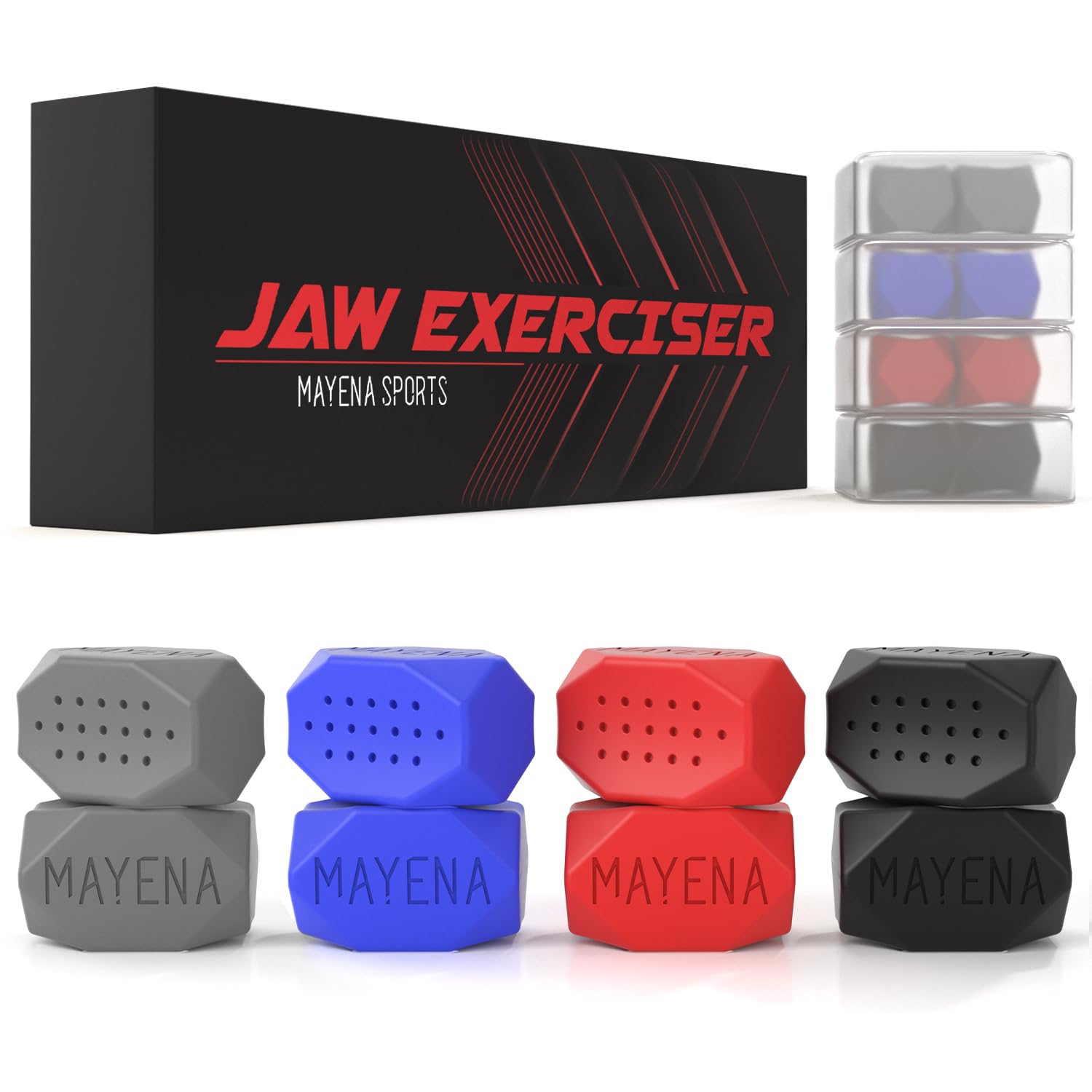 Mayena Jaw Exerciser front view: compact, travel-friendly jaw workouts.