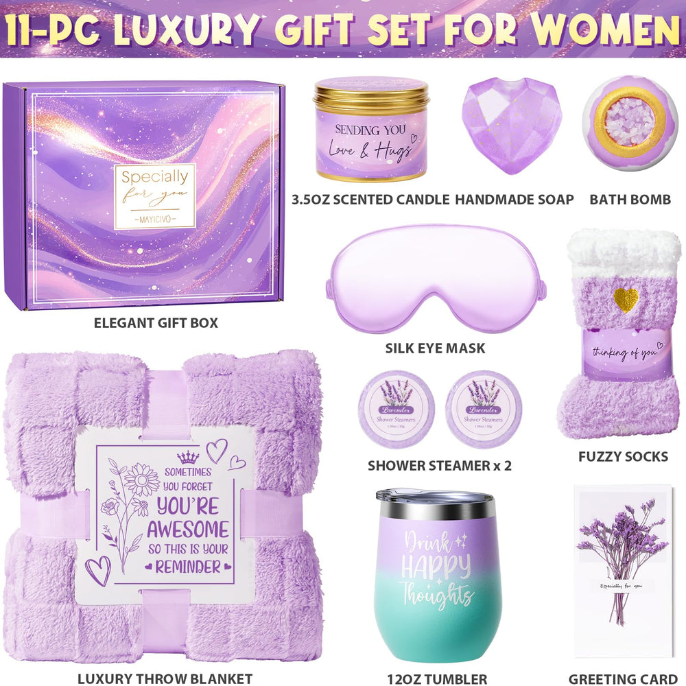 MAYICIVO 11pcs Self-Care Gift Set—comprehensive care package for cozy, rejuvenating moments.