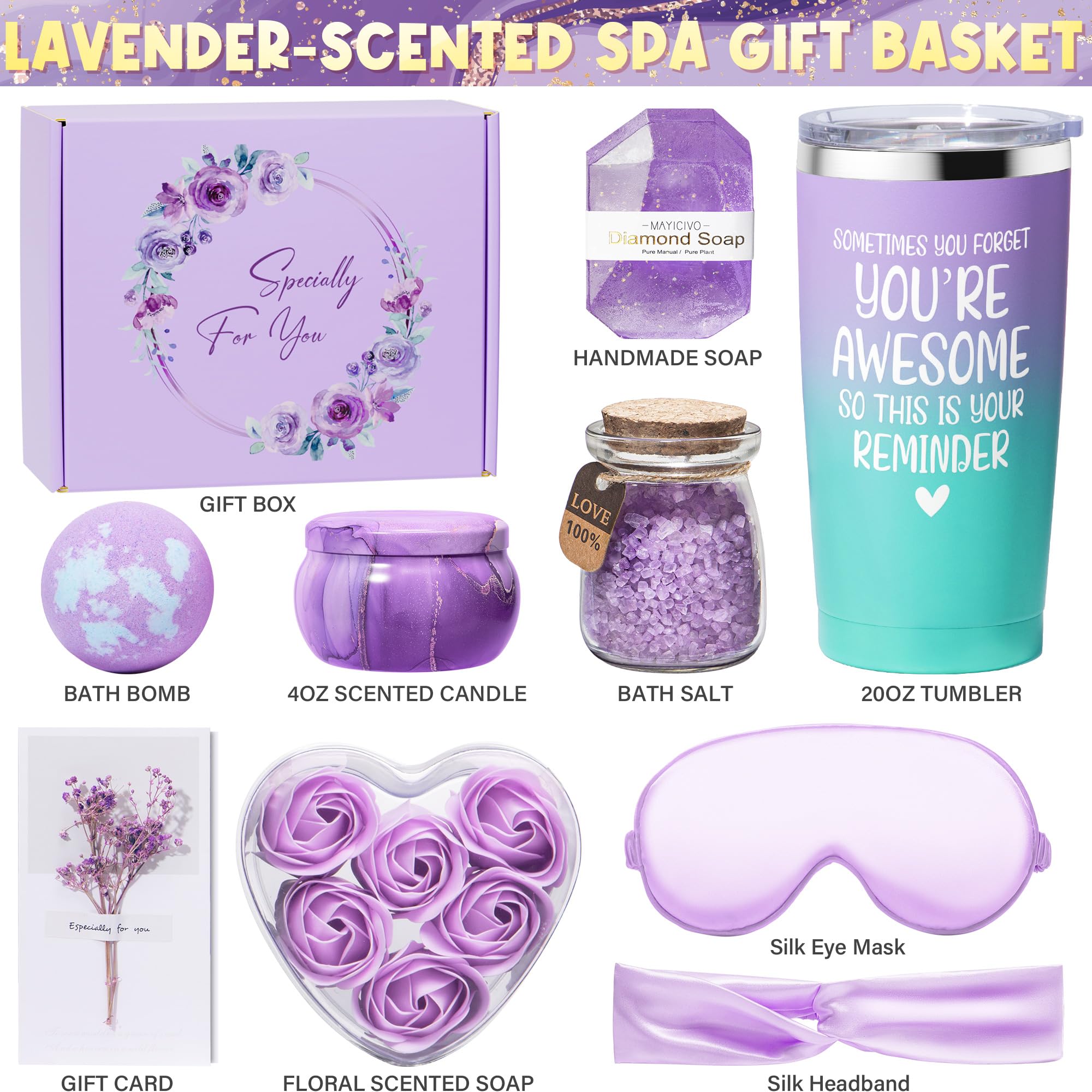 MAYICIVO lavender candle provides a long-lasting soothing aroma.