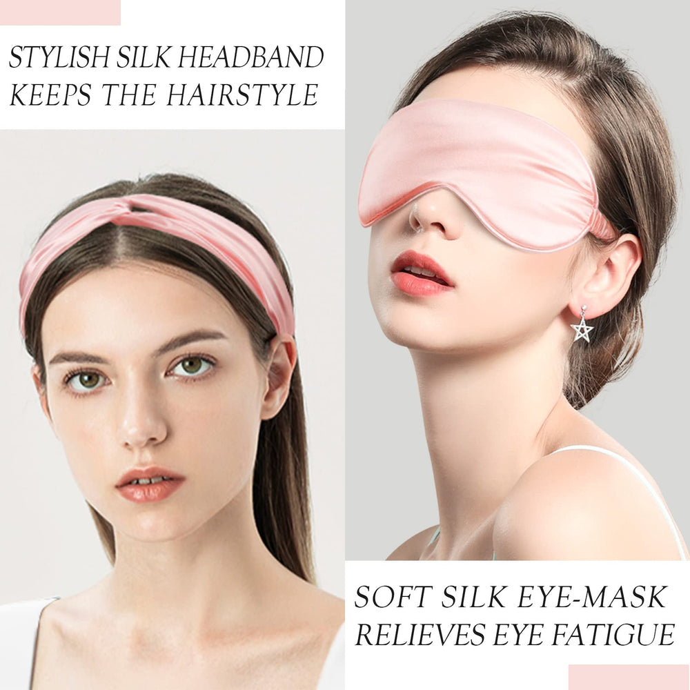 MAYICIVO silk eye mask and silk headband set for comfort and relaxation