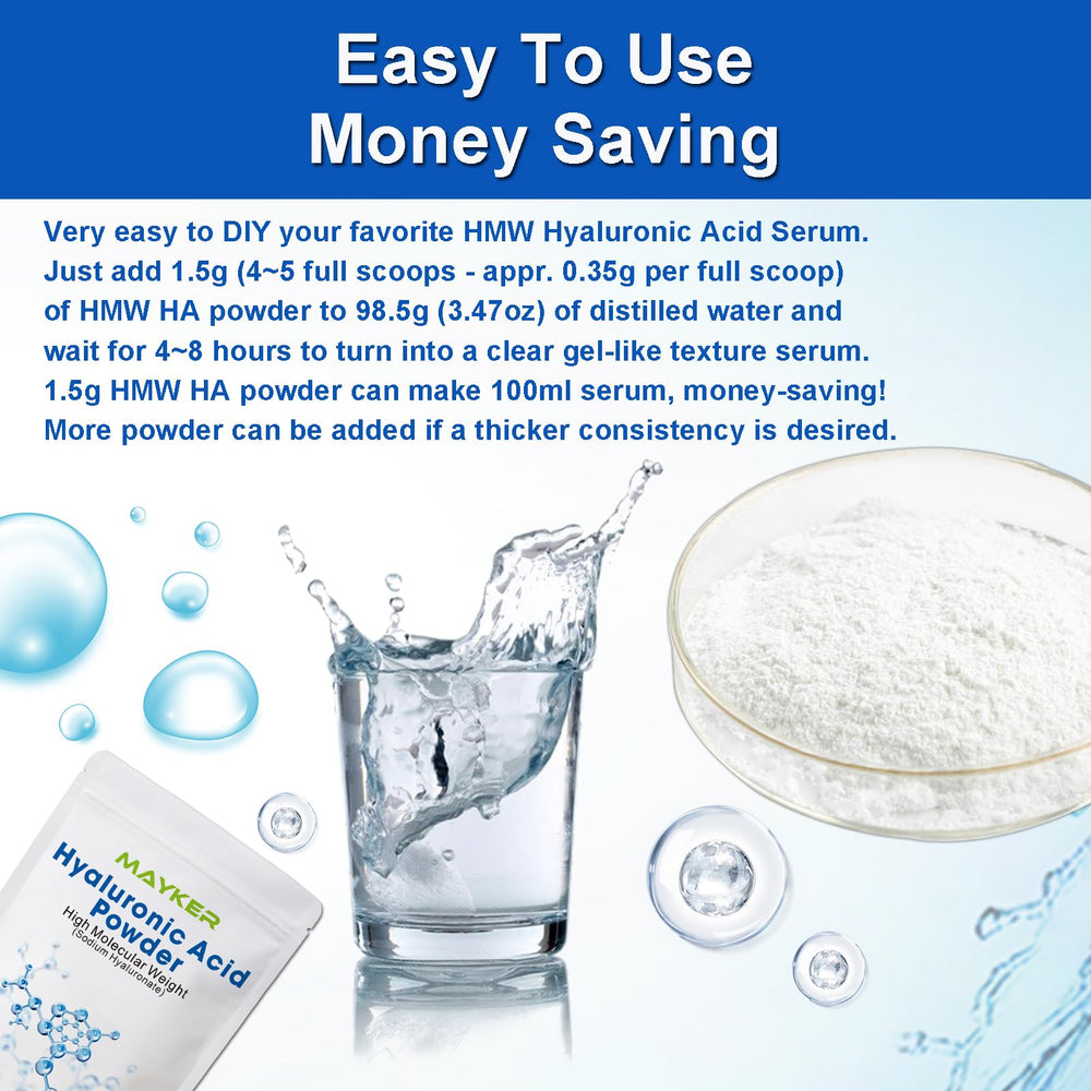 MAYKER Hyaluronic Acid Powder from a CGMP-certified facility signals high-purity sourcing