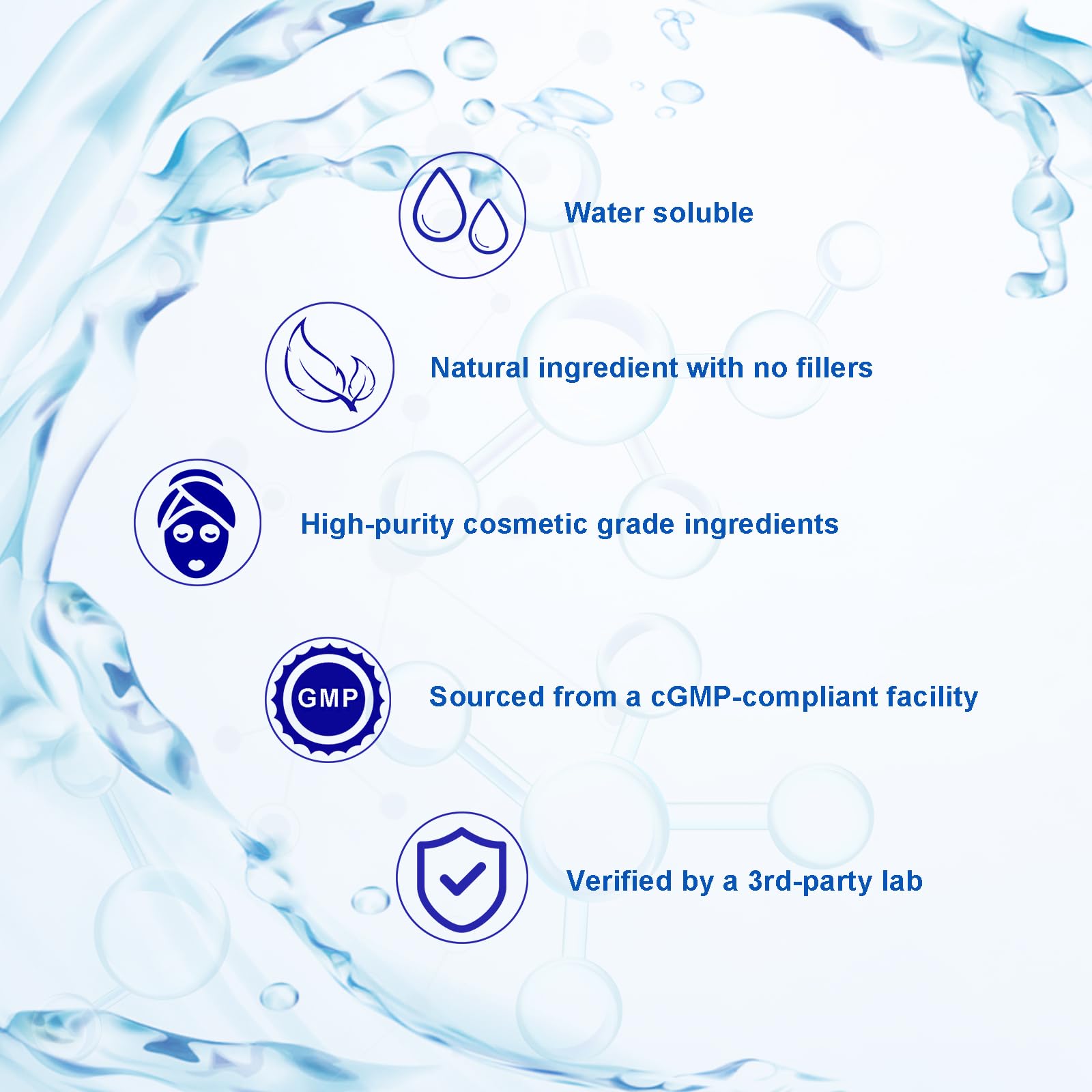 MAYKER Pure Hyaluronic Acid Powder applied to skin for refreshed appearance