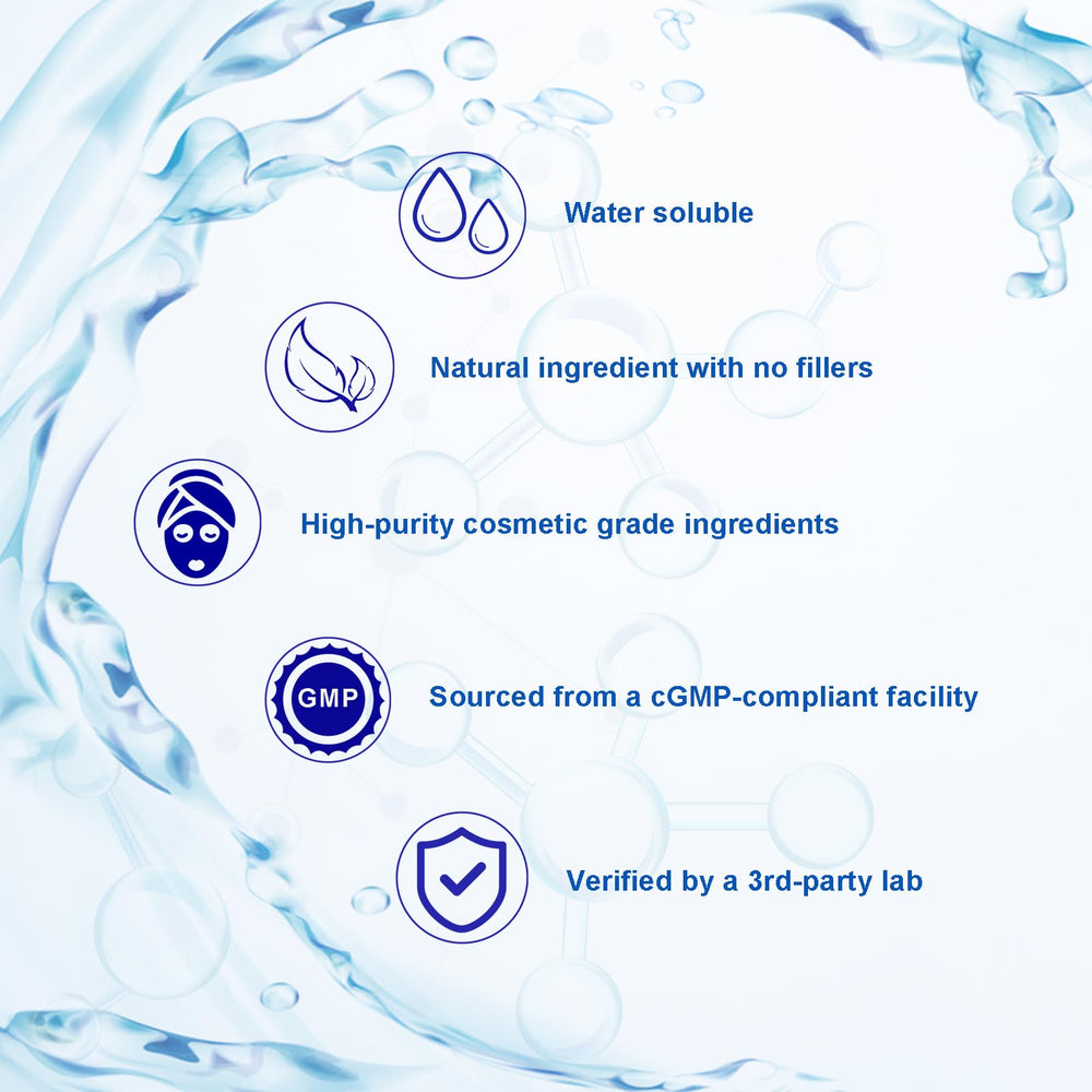 MAYKER Pure Hyaluronic Acid Powder applied to skin for refreshed appearance