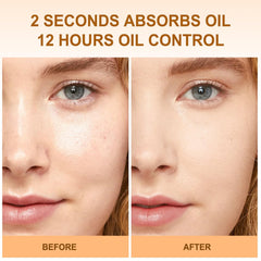 MAYKOO blotting cushion in use showing matte finish and pores concealment