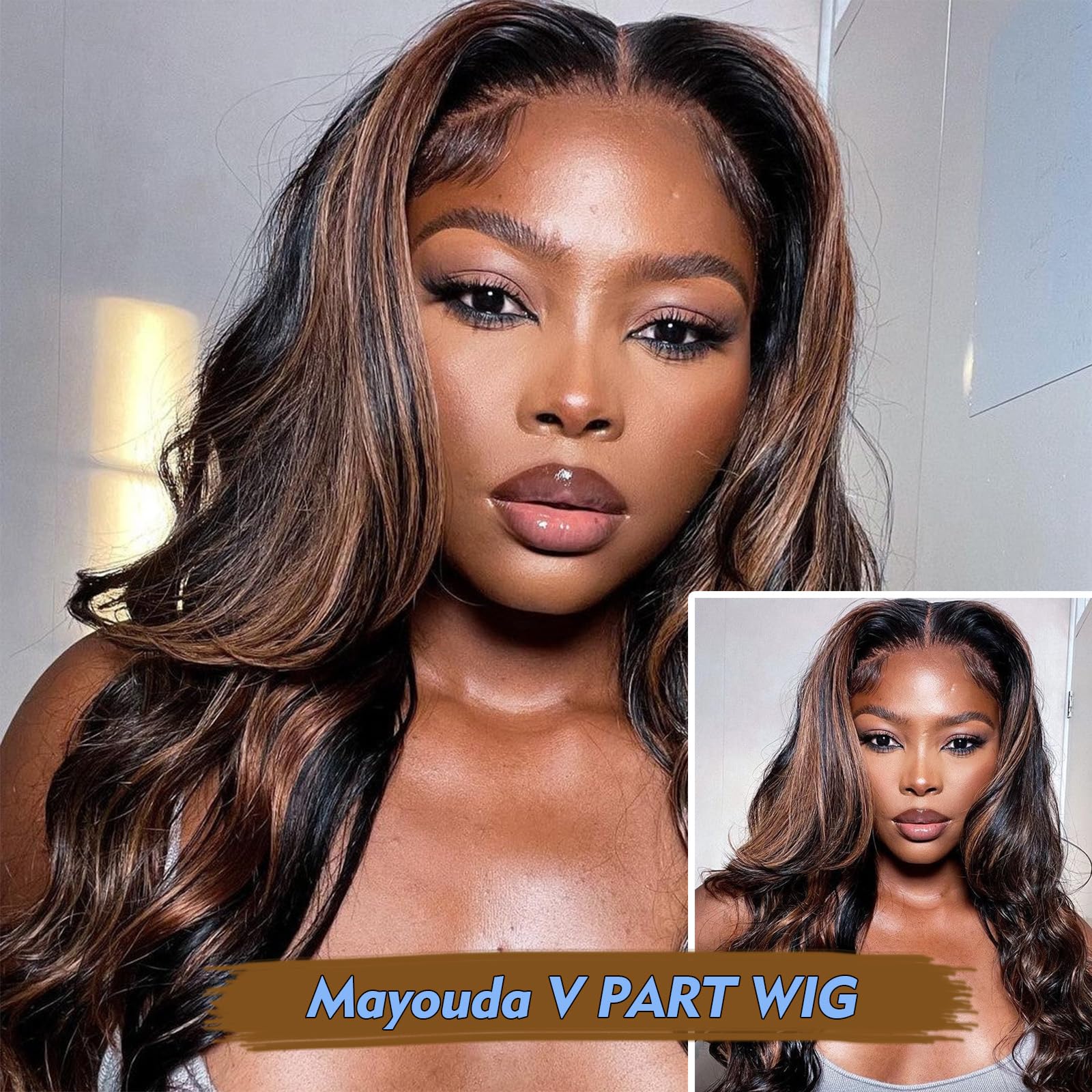 Mayouda body wave wig in motion highlighting fluid waves