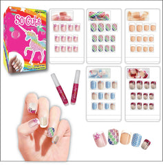 May Queen uñas infantiles prepegadas con diseño 2 para fiestas