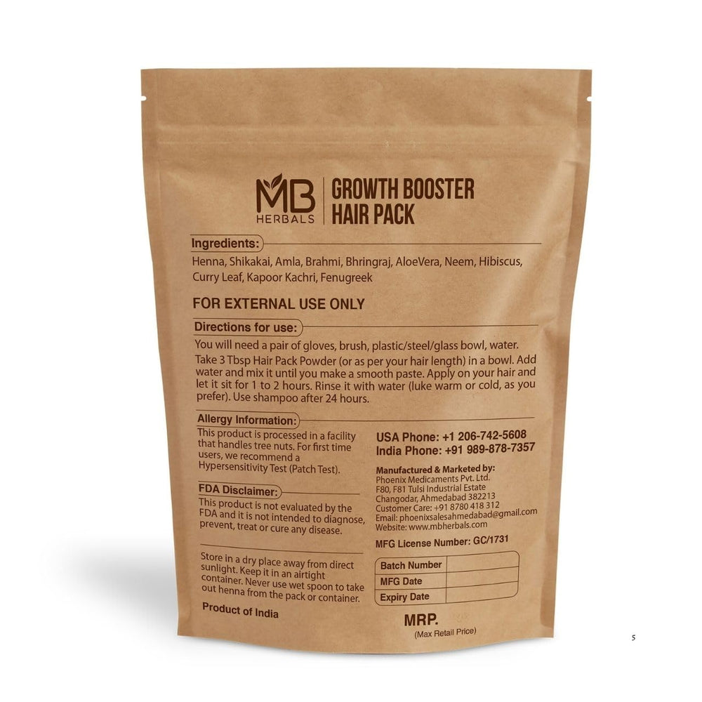 MB Herbals Growth Booster Hair Pack applied to hair for conditioning and smoother texture.