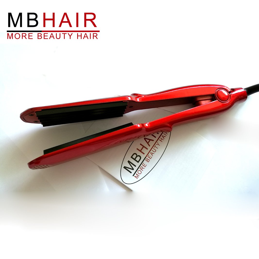 MBHAIR Ceramic Crimper Iron in-use shot demonstrates frizz reduction and hydration-friendly styling