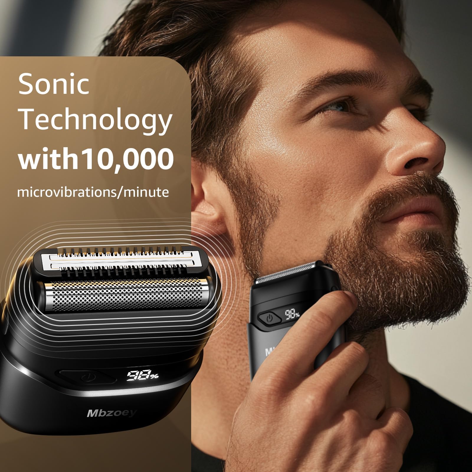 Mbzoey foil shaver IPX7 waterproof for wet or dry use.