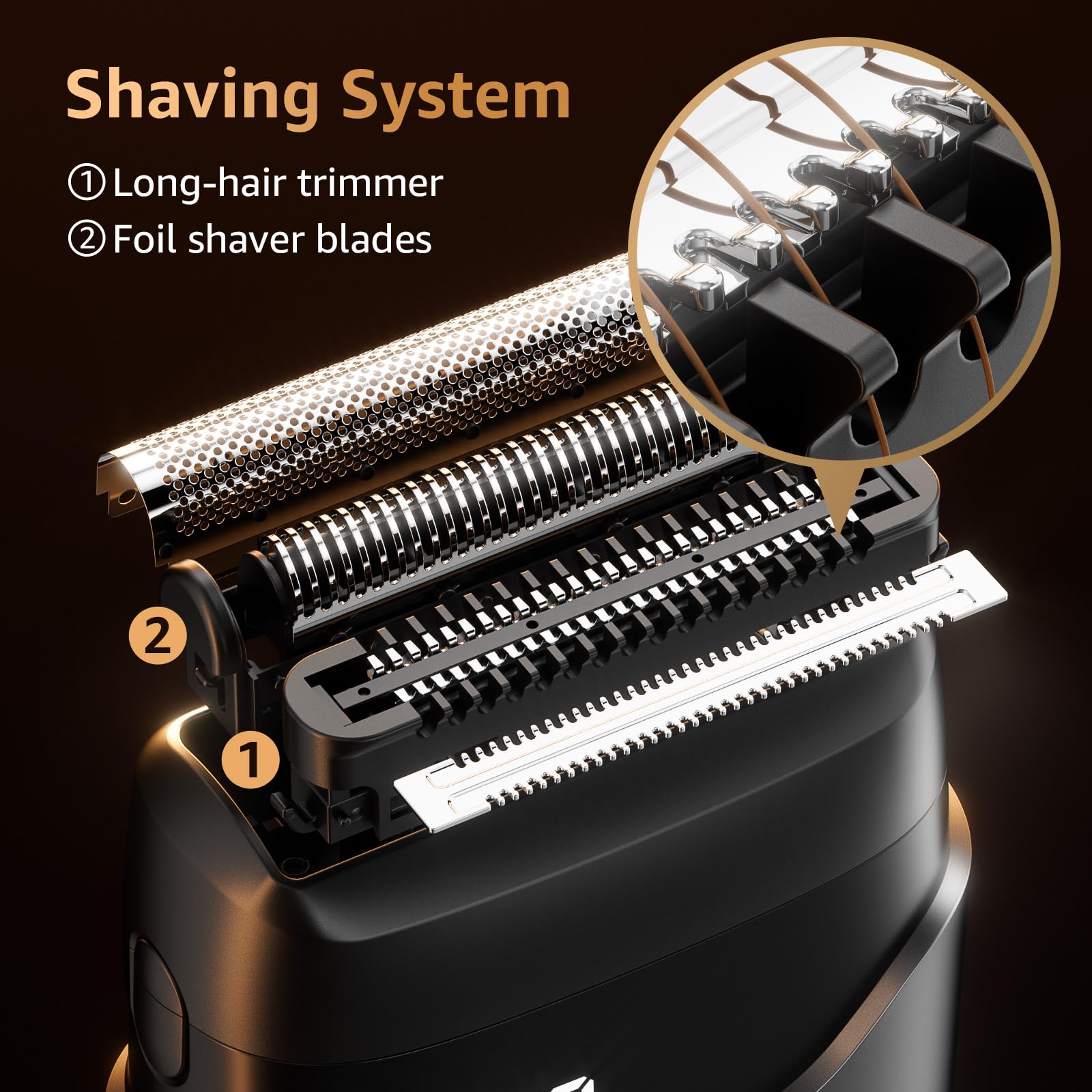 Mbzoey foil shaver LED display shows battery and status.