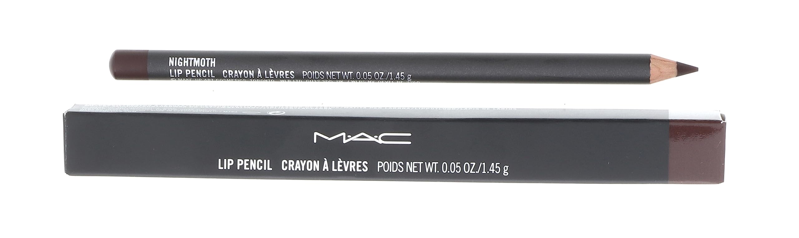 MC MAC Lip Pencil Nightmoth swatch shows deep burgundy shade for defined lips.