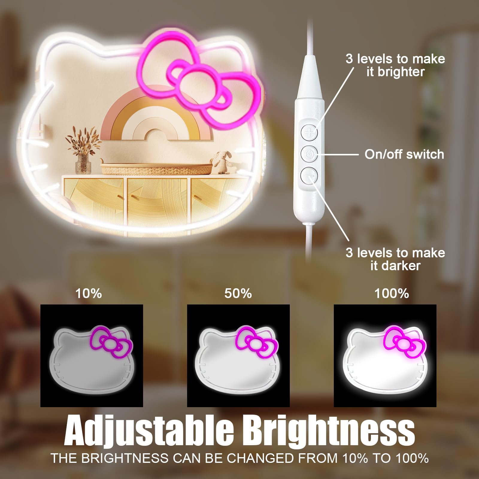 MCJSGSP cat neon sign mirror doubles as makeup mirror and night light.