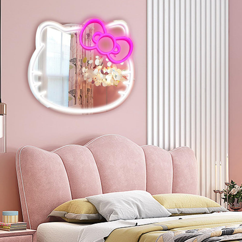 MCJSGSP Hello Kit Cat Neon Mirror pink room decor focal point