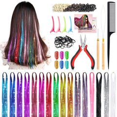 Mckanti hair tinsel kit with 16 colors for quick styling options.