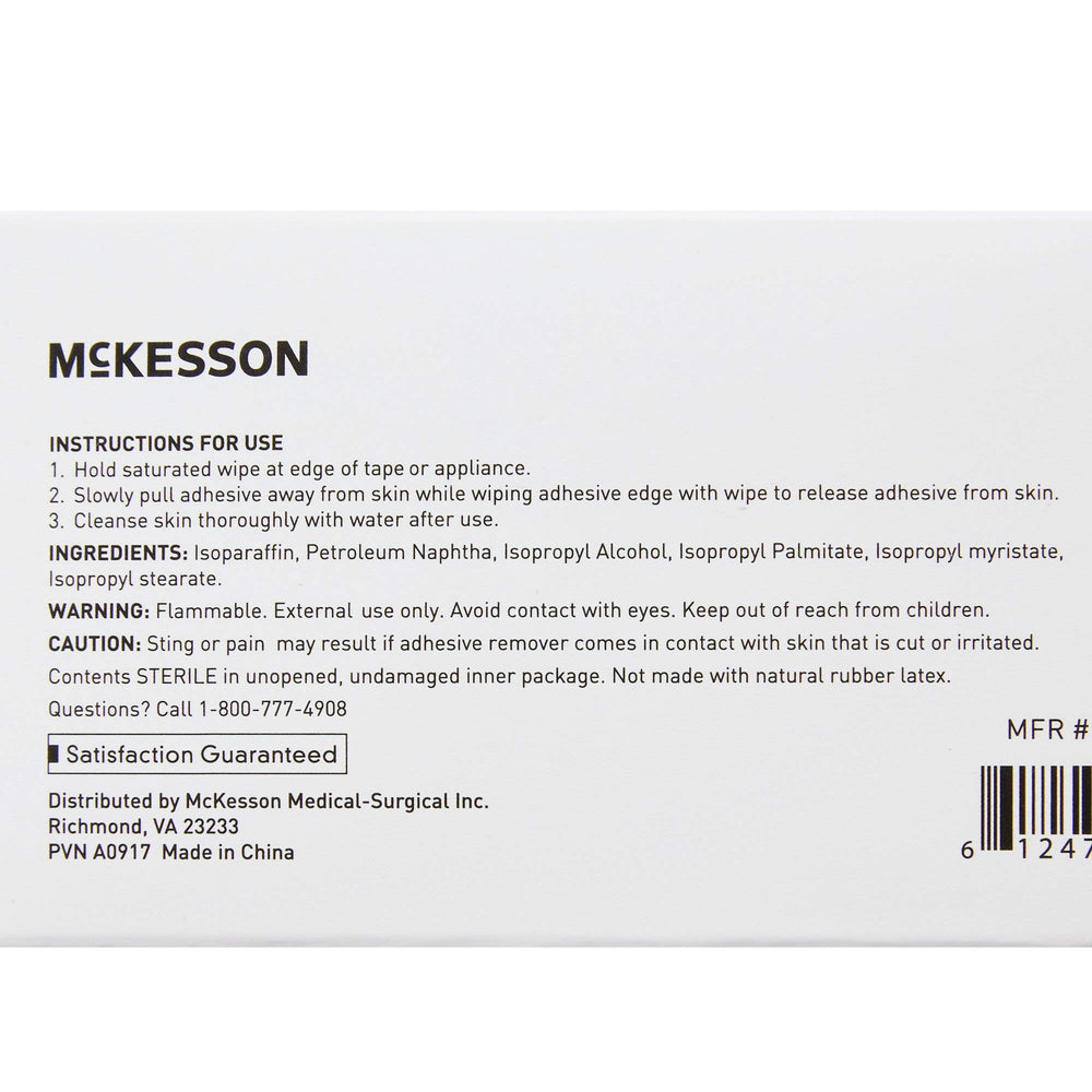 McKesson single-use adhesive remover wipes support hygiene and safety