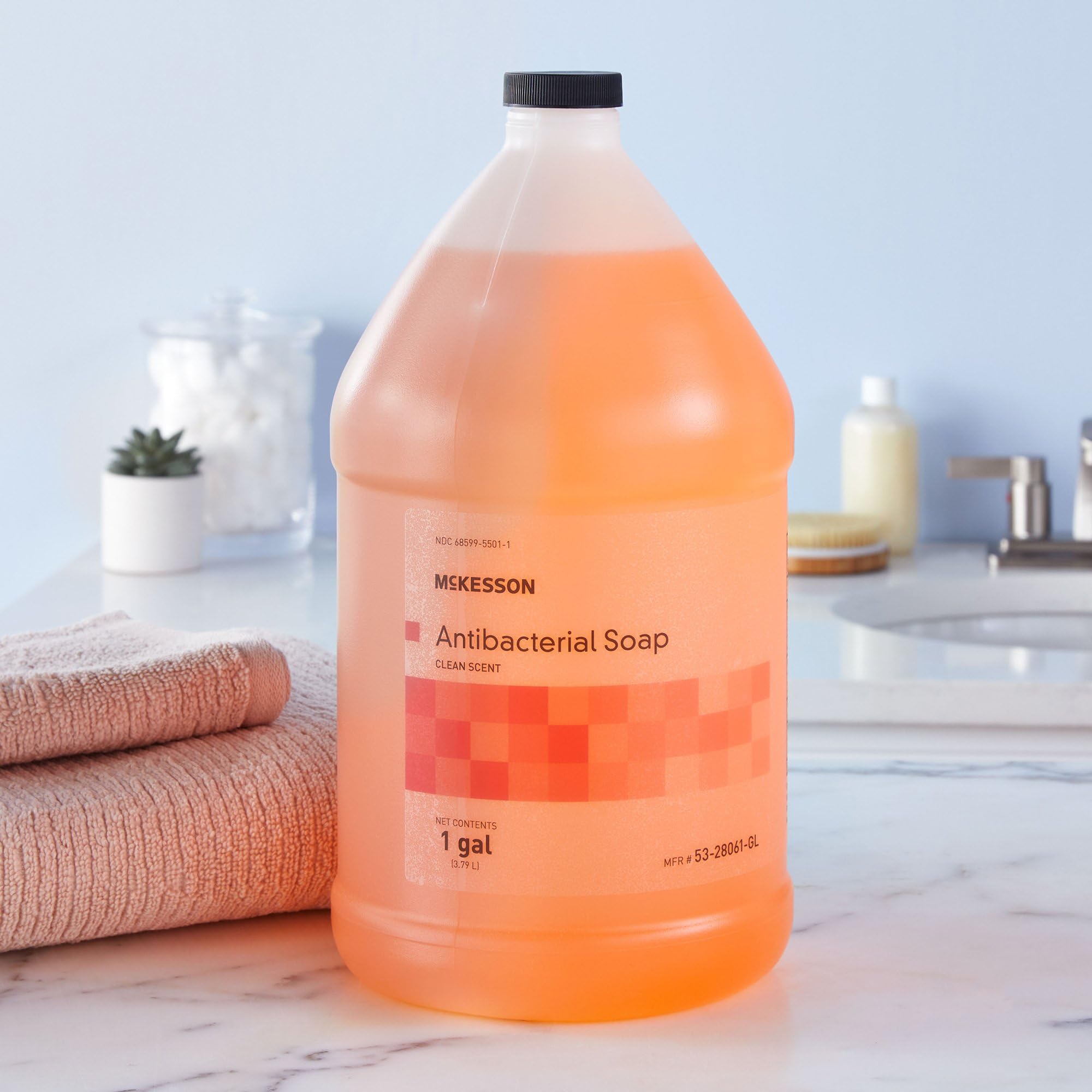 McKesson antibacterial hand soap packaging and cap close-up