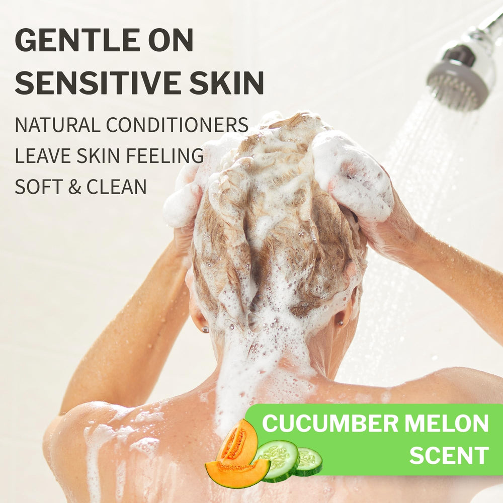 McKesson Body Wash Shampoo aloe vera gel droplets suggesting soothing hydration for sensitive skin.