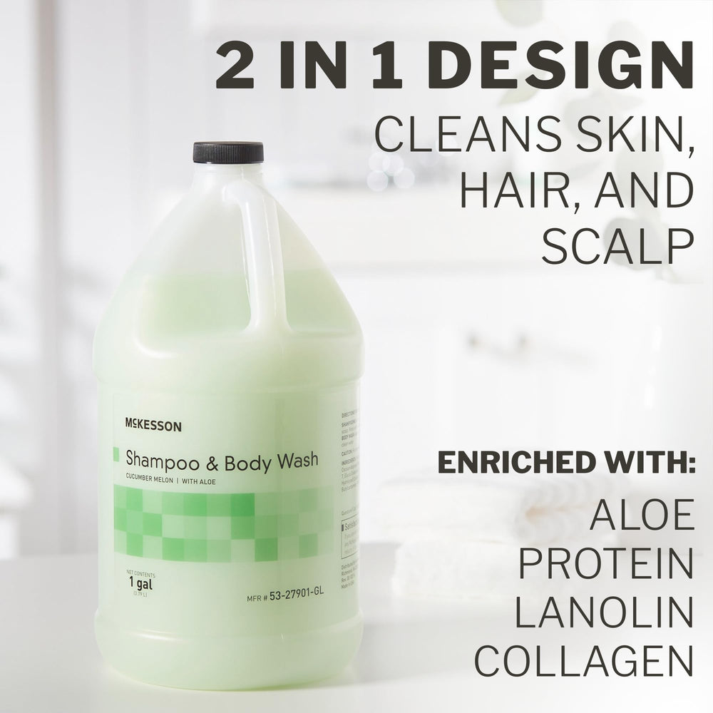 McKesson Body Wash Shampoo gentle formula supports eye-friendly rinsing and sensitive skin care.