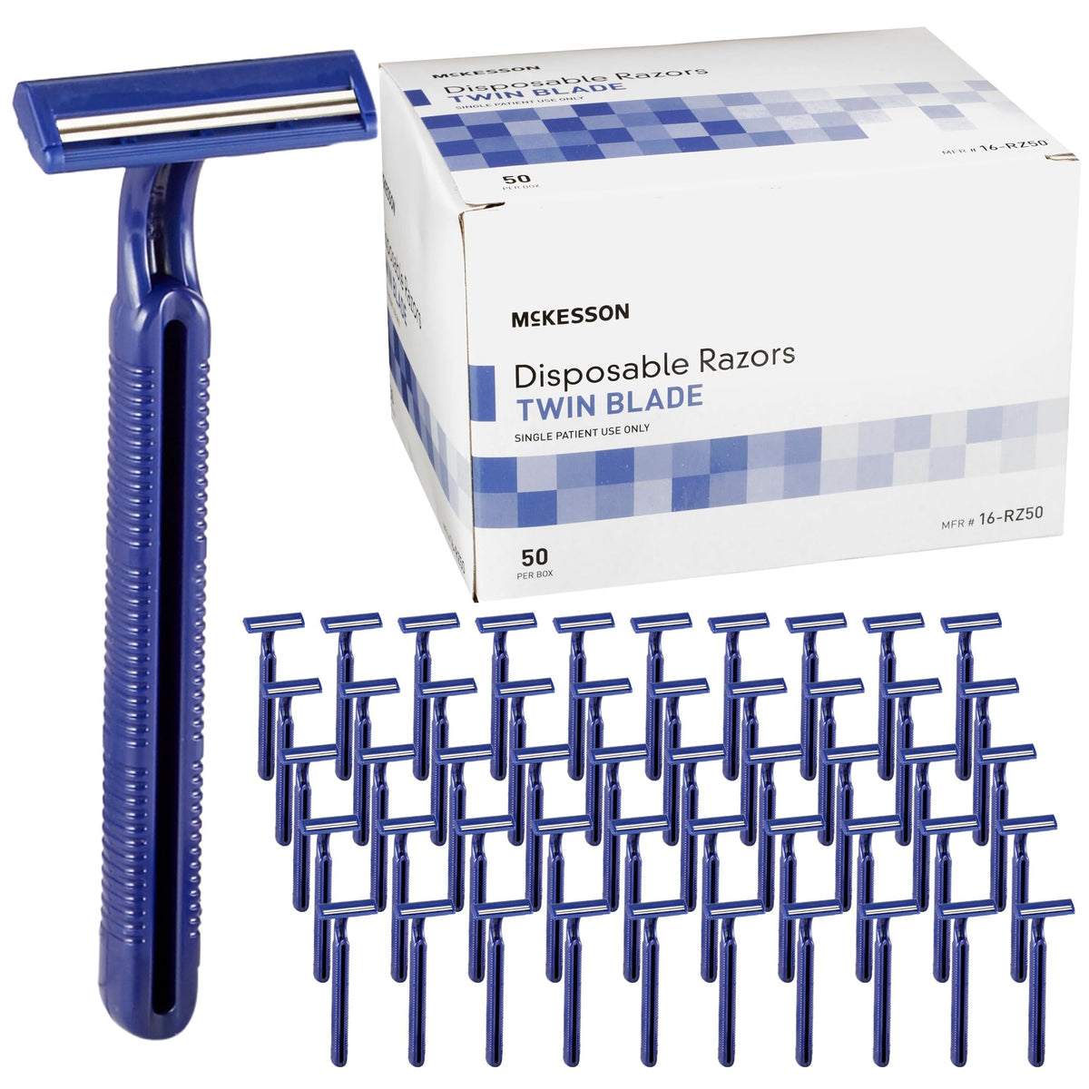 McKesson disposable razors front view ideal for bulk clinic supplies and quick shaves.