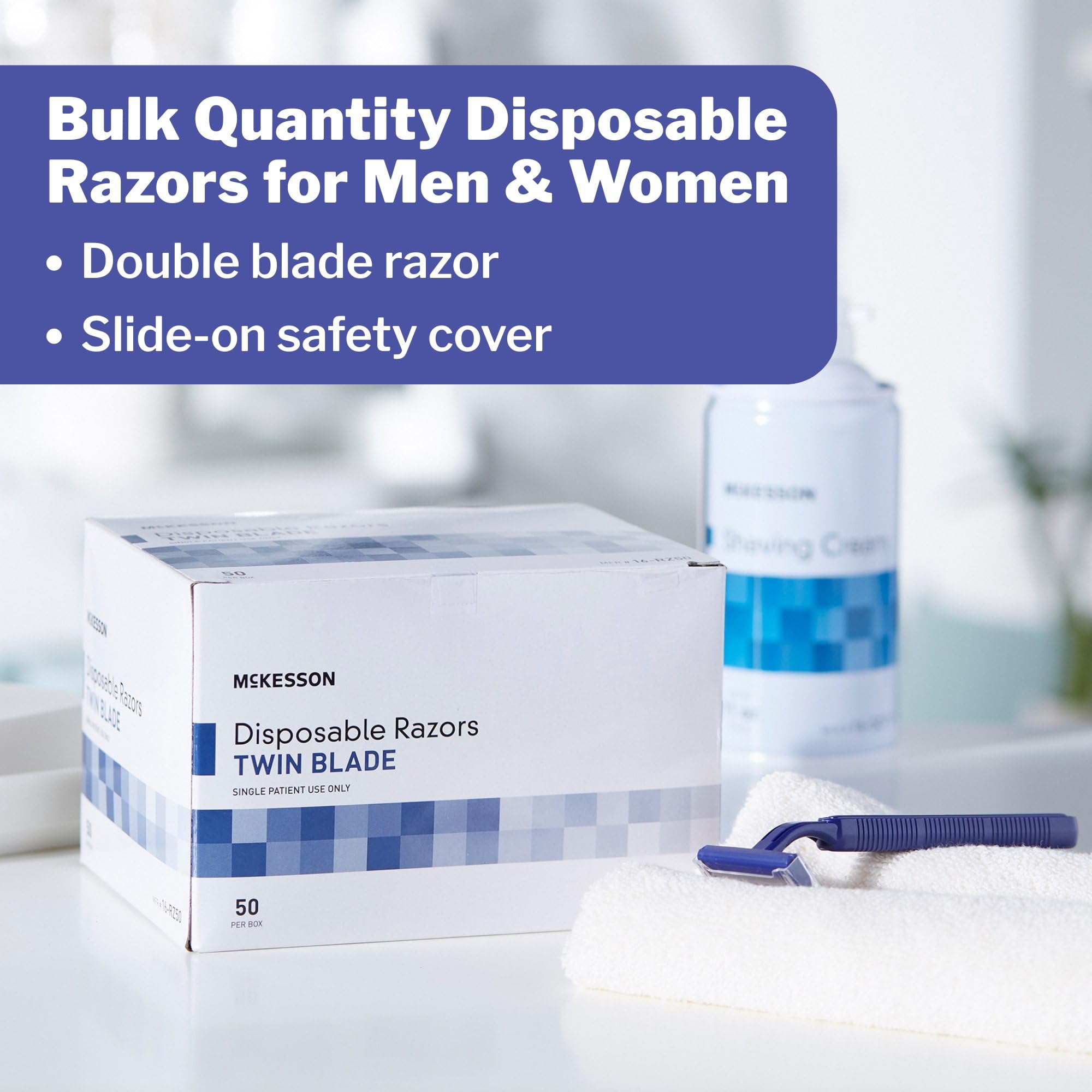 McKesson single-use razor ideal for hospital kits, clinics, or salons.