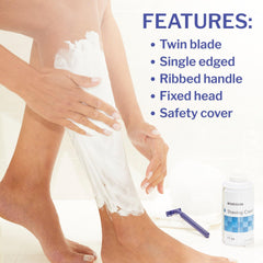 McKesson twin-blade razor with stainless steel blades delivers smooth, close shave.