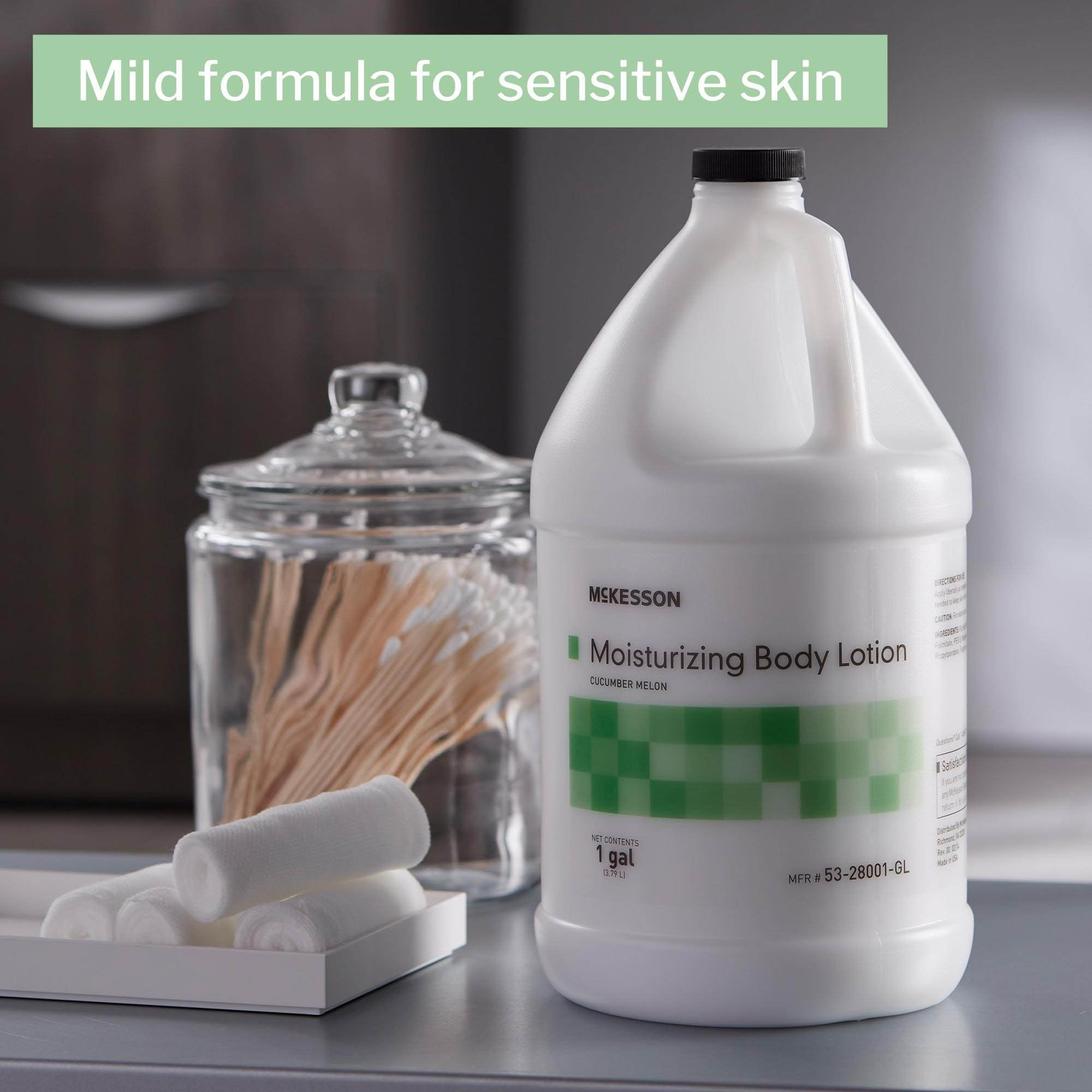 McKesson moisturizing hand and body lotion after-bath-application seals moisture for smooth skin.