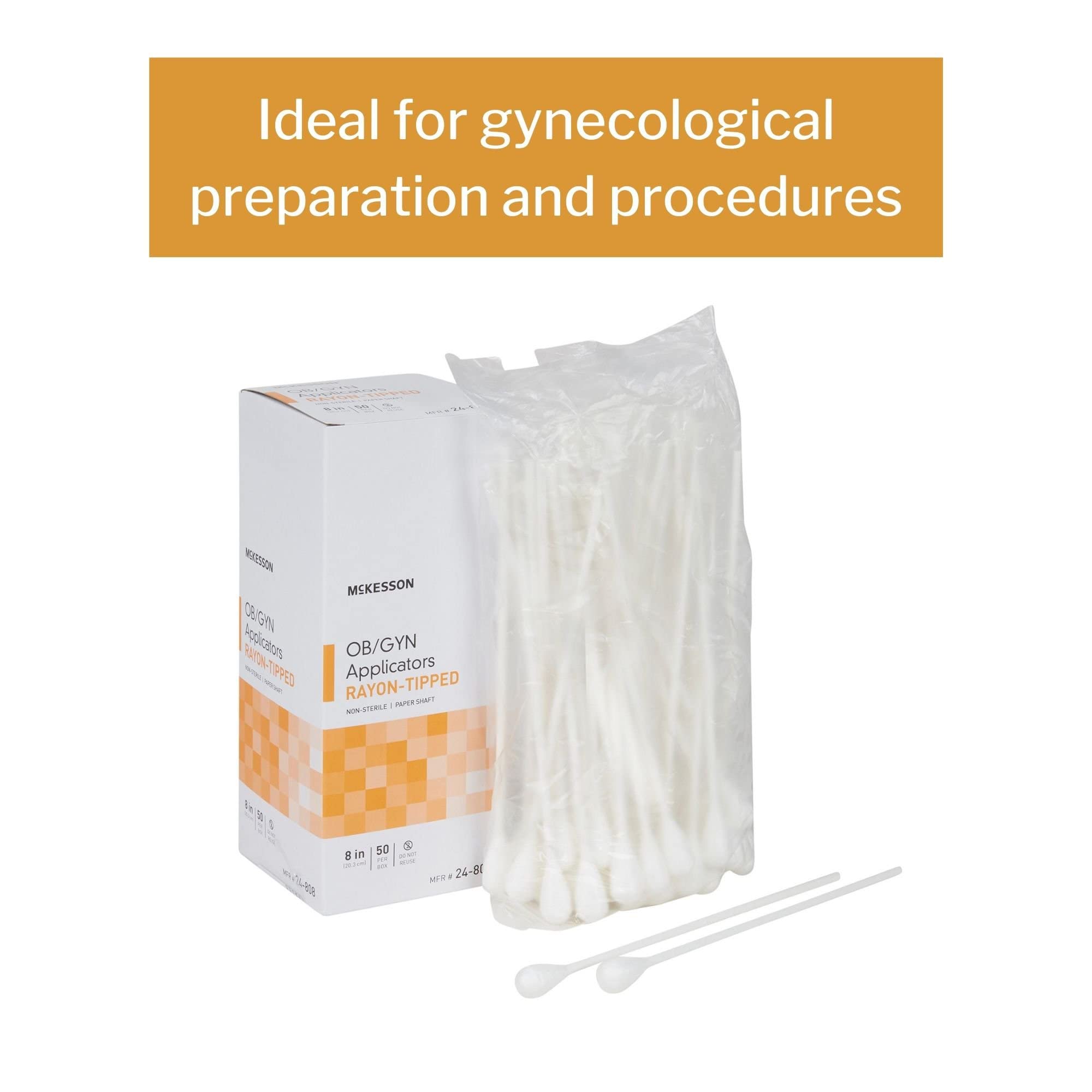 McKesson OB/GYN applicators non-sterile label on box with clear product details.