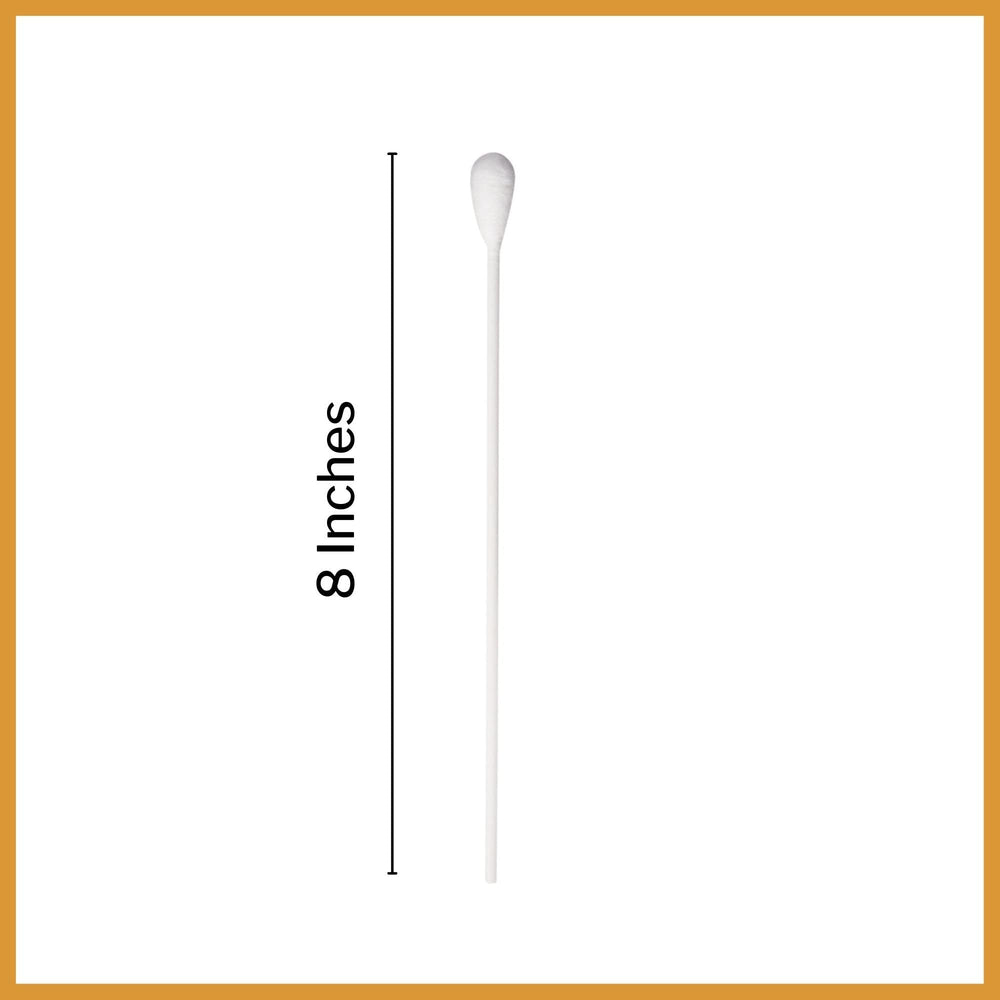McKesson rayon-tipped applicator close-up showing 8-inch length for routine tasks.