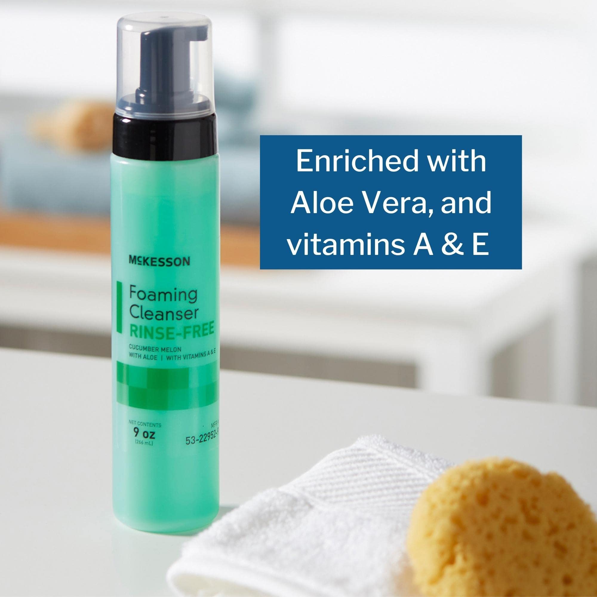McKesson rinse-free foam cleanser fragrance cucumber-melon evokes refreshing sensory experience.