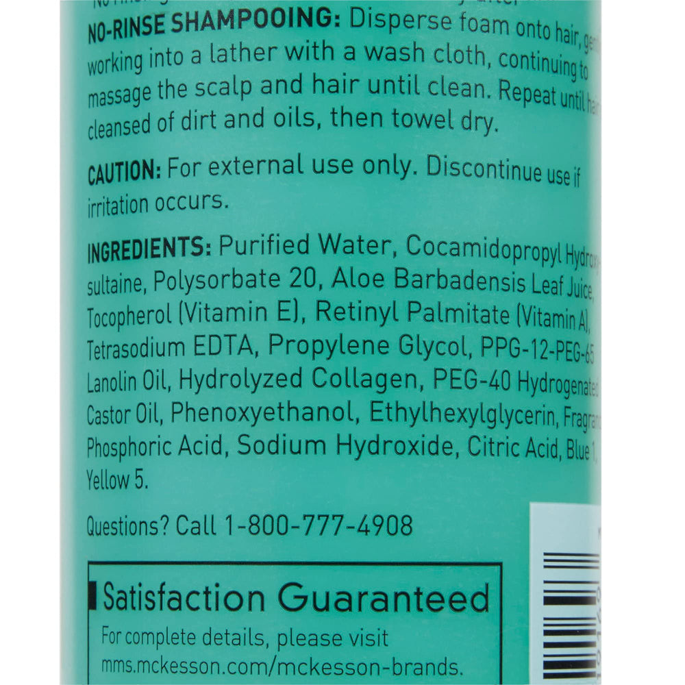 McKesson rinse-free foam cleanser packaging highlights a compact, transport-friendly design.