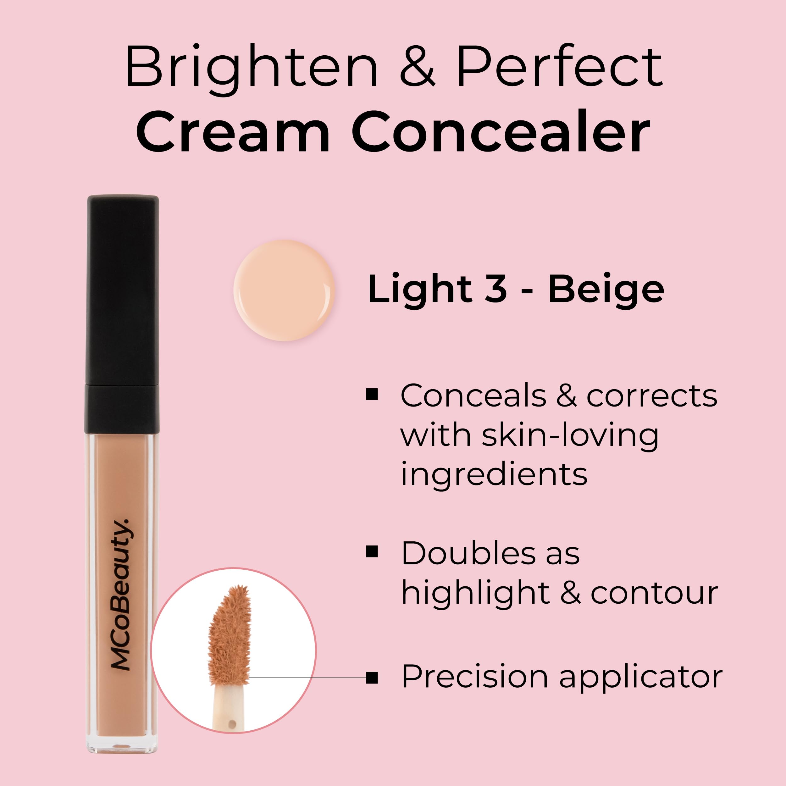 MCoBeauty blemish coverage swatch for even-toned skin.