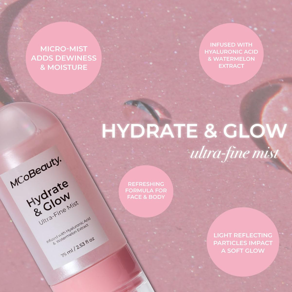 MCoBeauty face-body mist usage on bare skin for luminosity.
