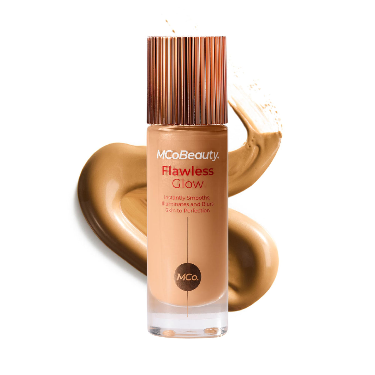MCoBeauty Flawless Glow bottle closeup for radiant skin