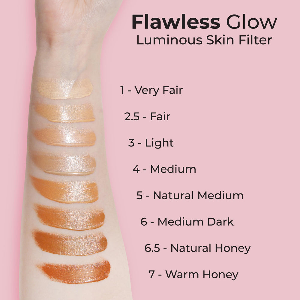 MCoBeauty Flawless Glow liquid highlighter on high points for dewy finish
